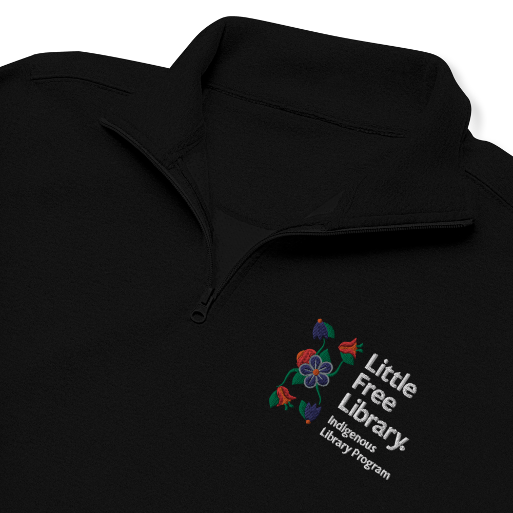 Floral-Embroidered Quarter-Zip Sweatshirt – Little Free Library