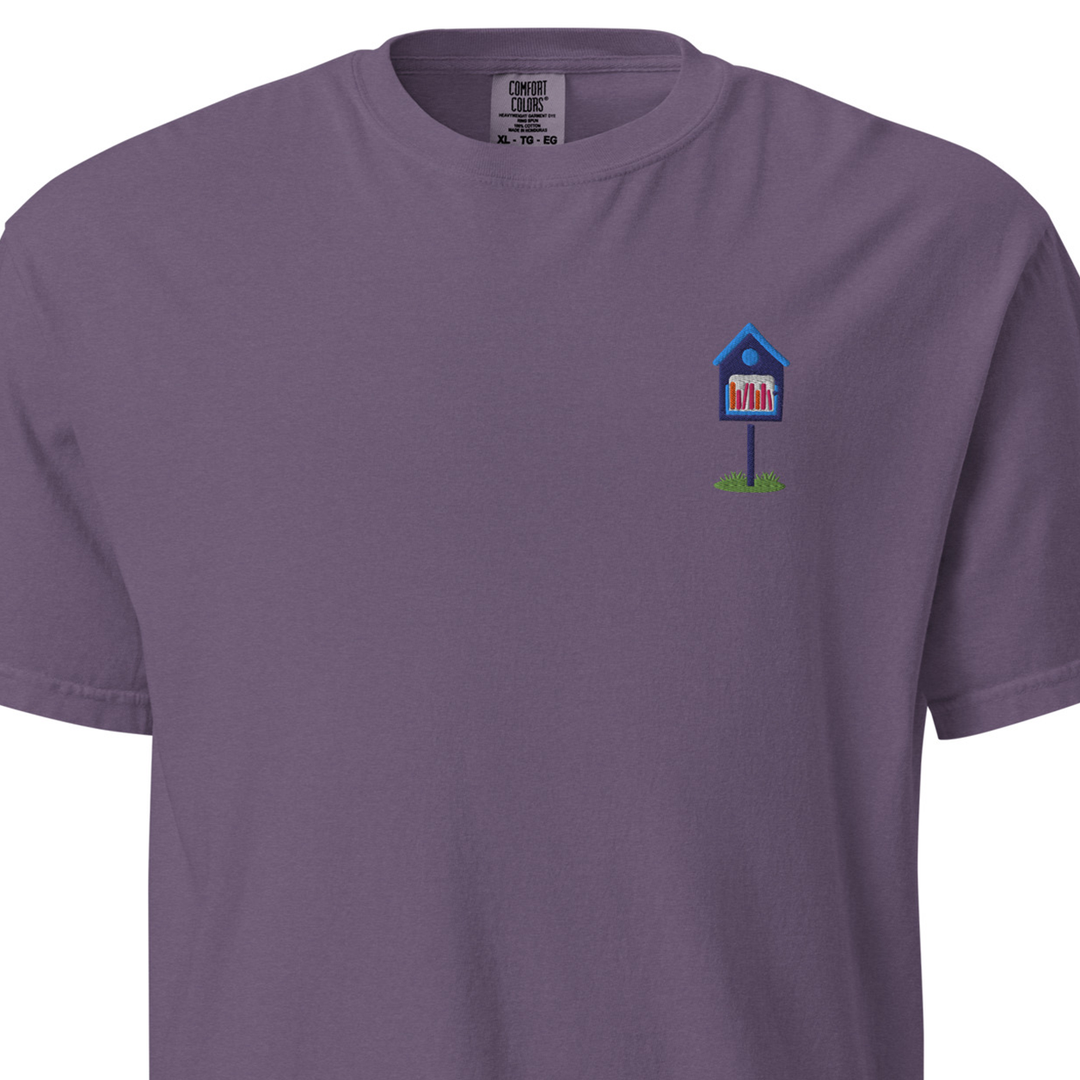 Embroidered Blue Library Heavyweight Tee