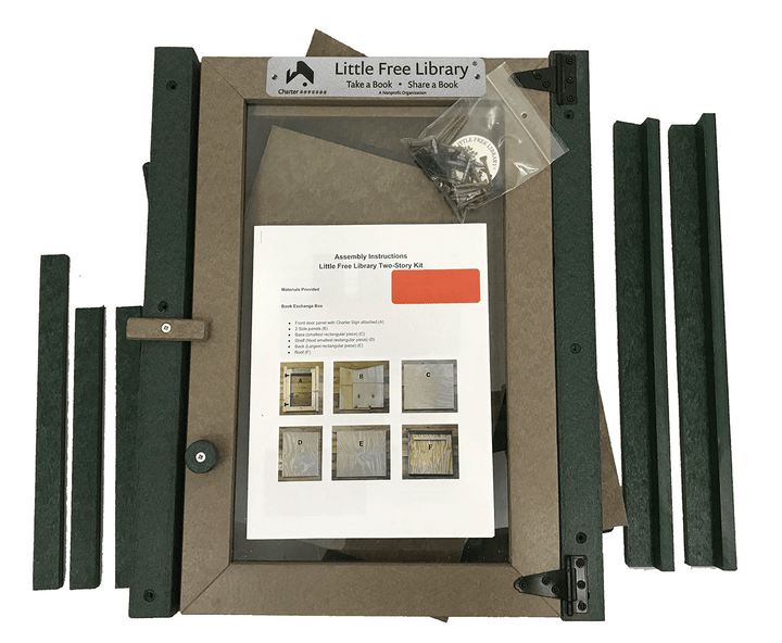 Unassembled Composite Two Story Forest Kit Little Free Library with Parts, Instructions, and Hardware