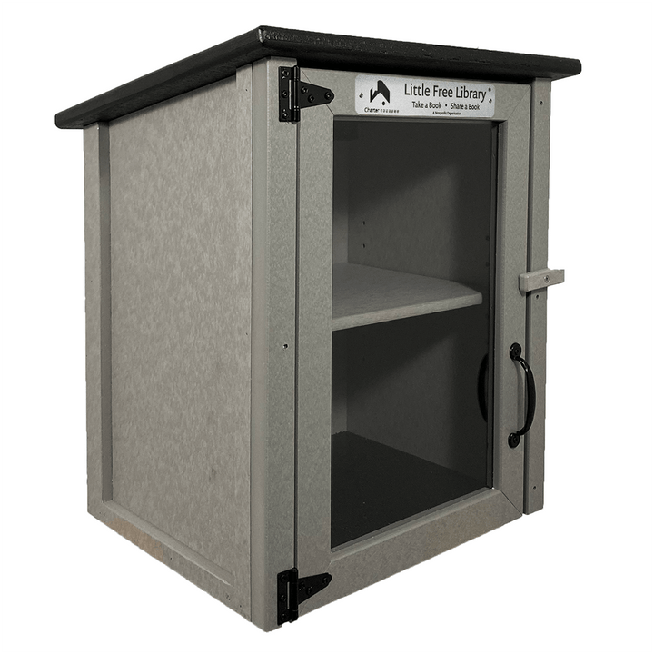 Empty Gray Composite Two Story Kit Little Free Library with Shelf