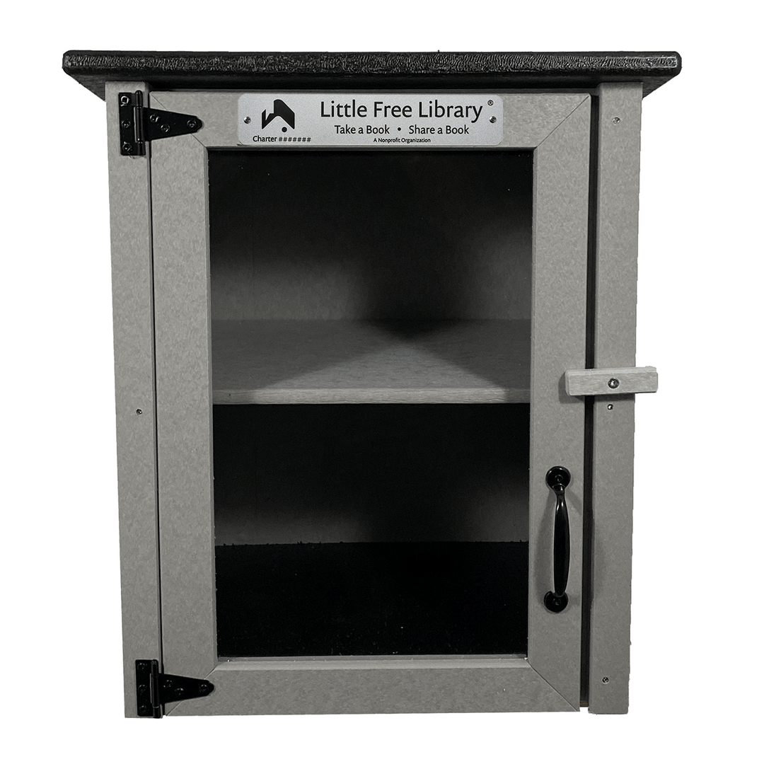 Facade View of Composite Two Story Gray Kit Little Free Library without books