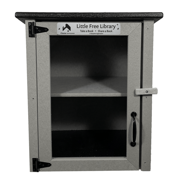Facade View of Composite Two Story Gray Kit Little Free Library without books