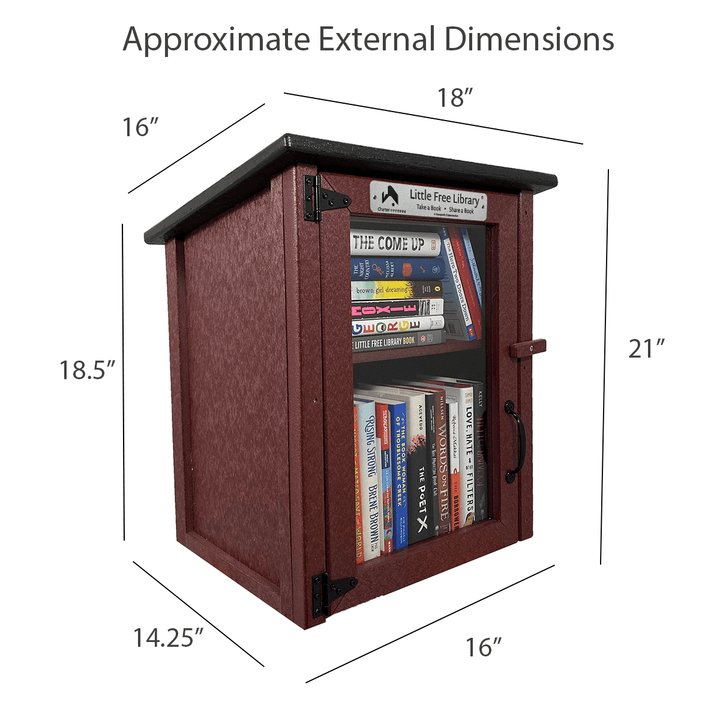 Composite Two Story Maroon Little Free Library Dimensions