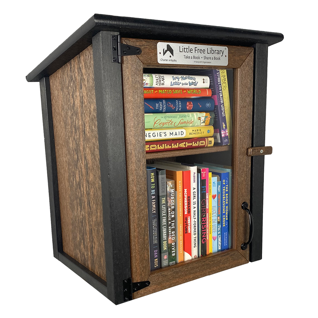 Composite Two Story Walnut Little Free Library
