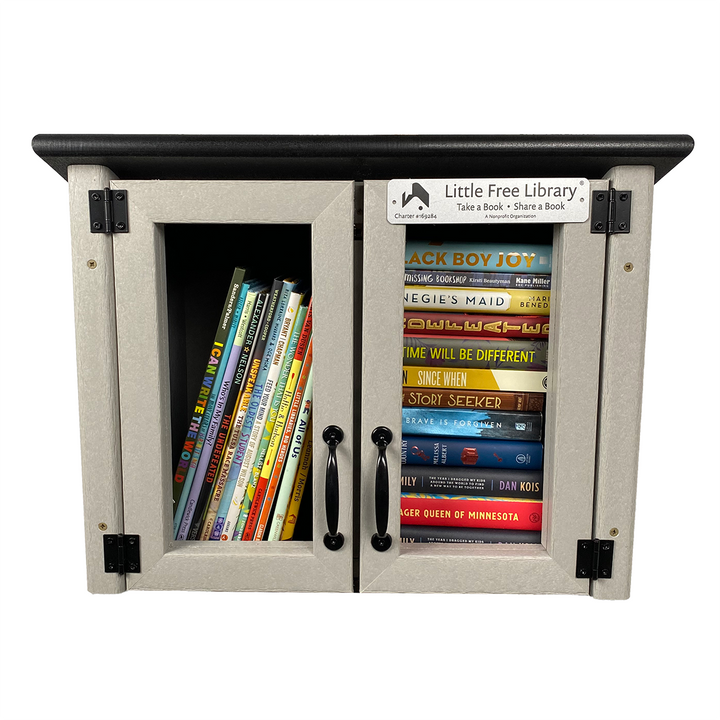 Composite Double Door Cottage Gray Little Free Library