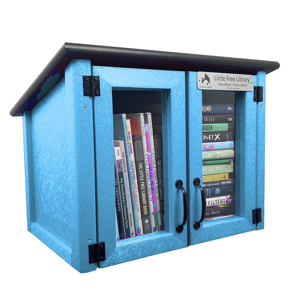 Labo LIBRARY 2セット Composite Double Door Cottage Light Blue Little Free Library