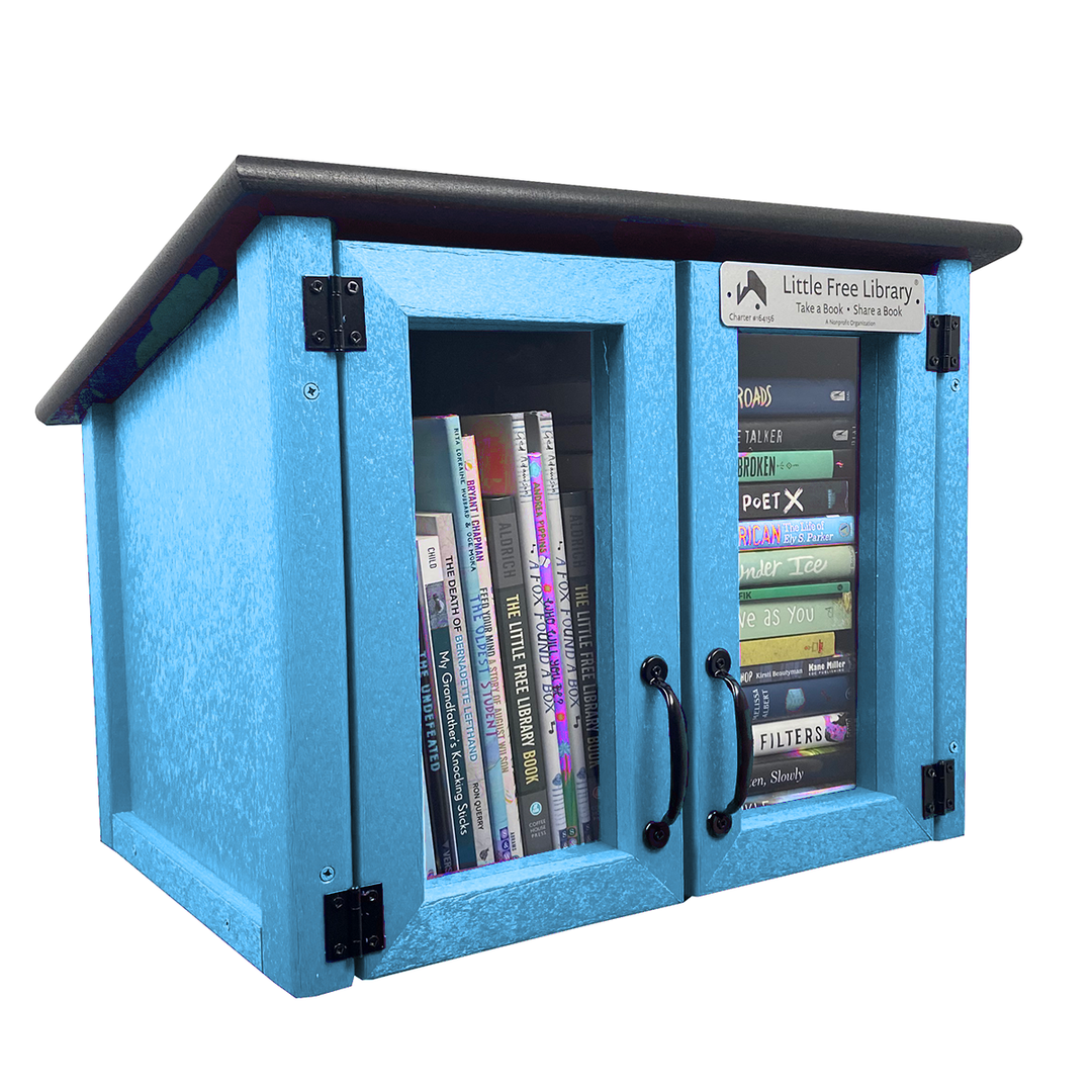 Composite Double Door Cottage Light Blue Kit Little Free Library