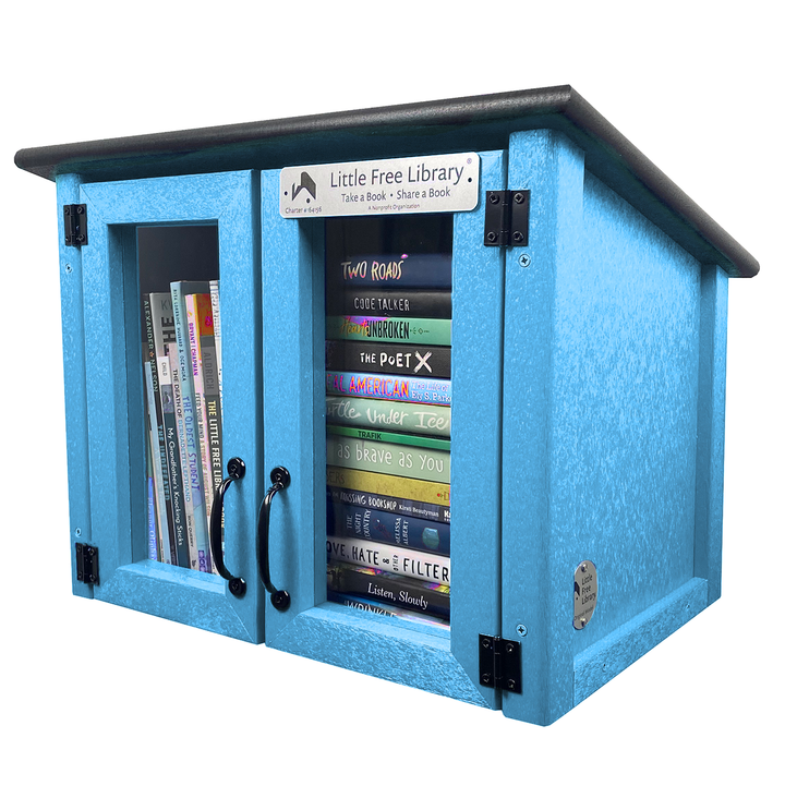 Composite Double Door Cottage Light Blue Kit Little Free Library