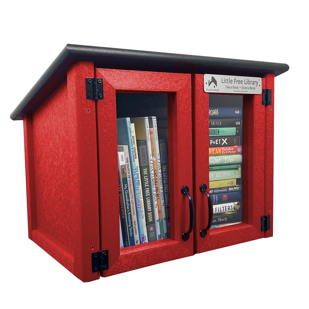 Little Library Icon Red Composite Double Door Cottage Red Kit Little Free Library