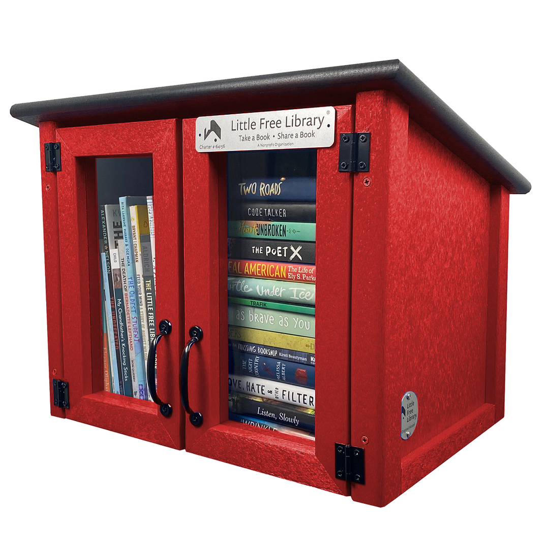 Composite Double Door Cottage Red Little Free Library