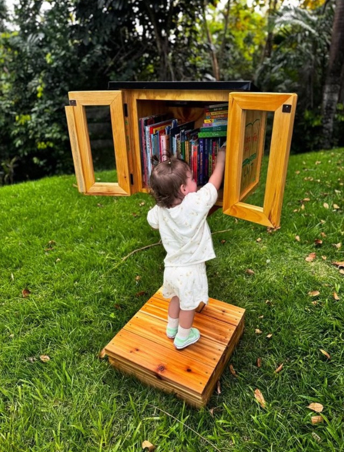 Step Stool Library Post and Topper – Little Free Library