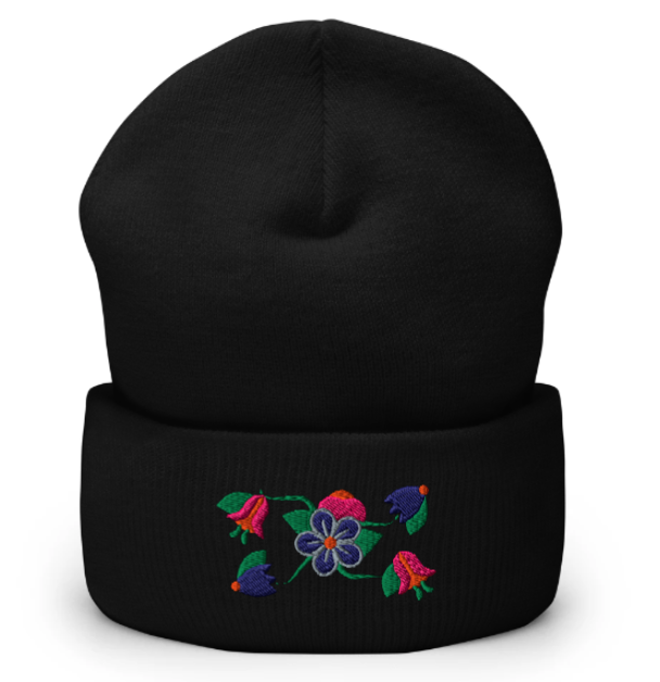 Floral-Embroidered Beanie