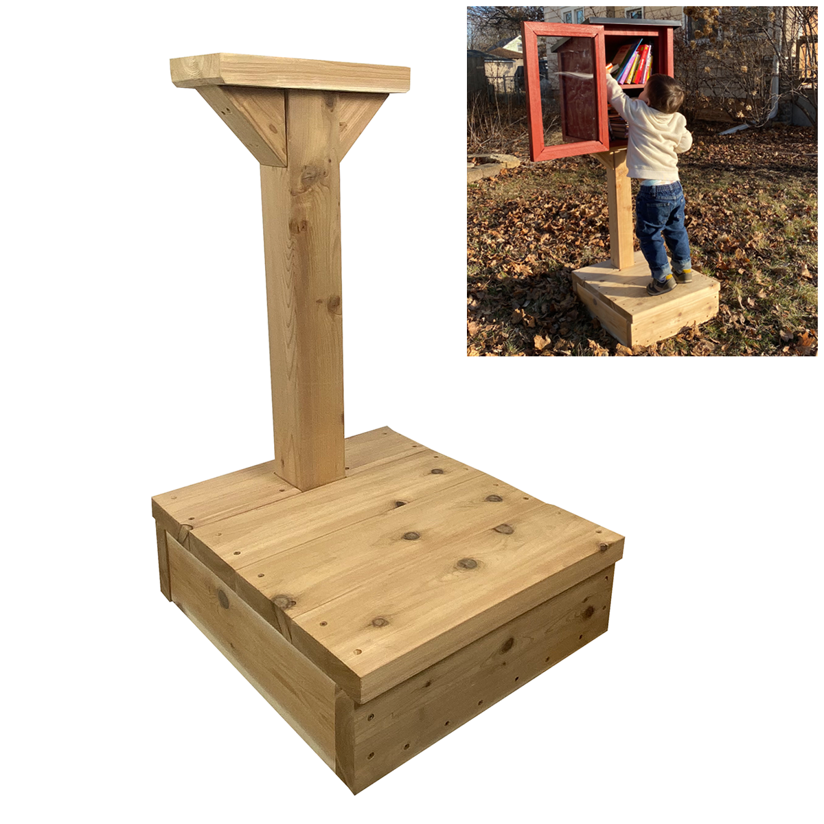 Step Stool Library Post and Topper – Little Free Library