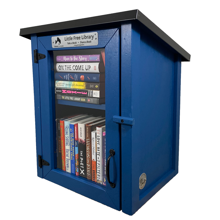 Two Story Shed Blue Kit Little Free Library, Front View