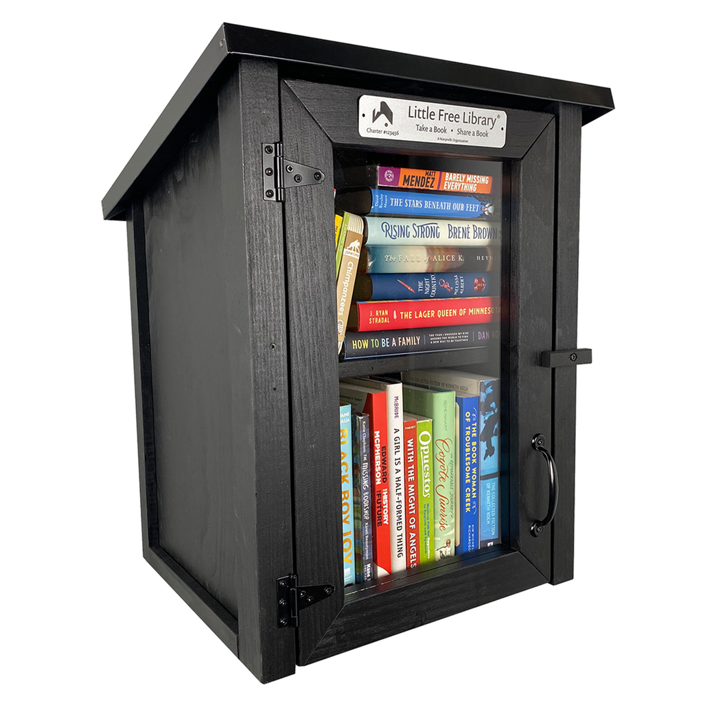 Two Story Shed Black Little Free Library