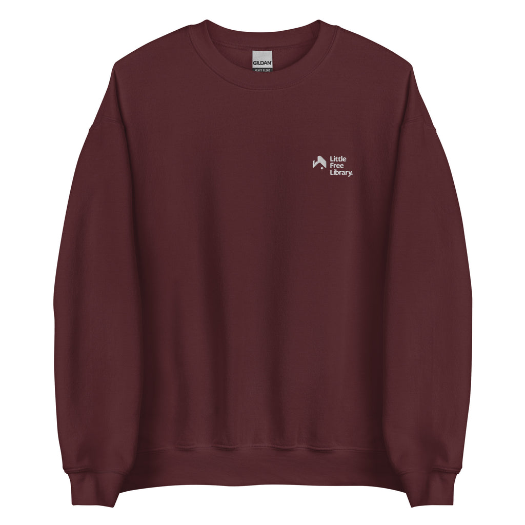 Little Free Library Embroidered Crewneck Maroon