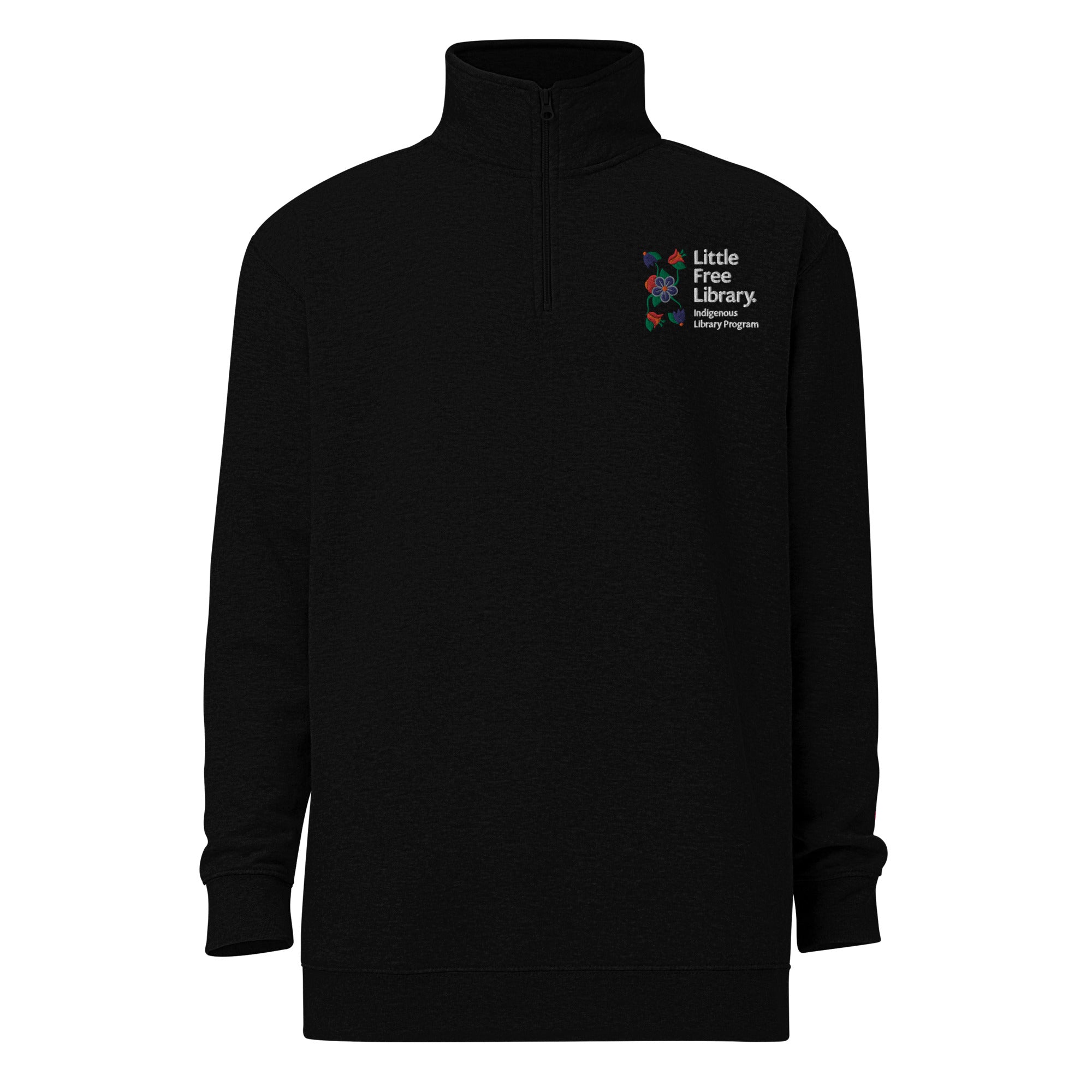 Floral-Embroidered Quarter-Zip Sweatshirt – Little Free Library